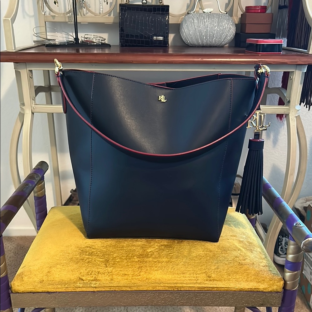 Ralph Lauren Black Leather Tote Bag